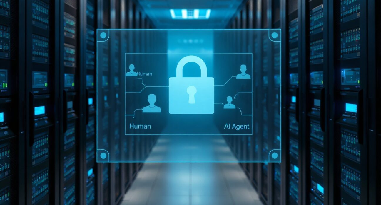 Holographic identity management interface for human and AI workers in a data center