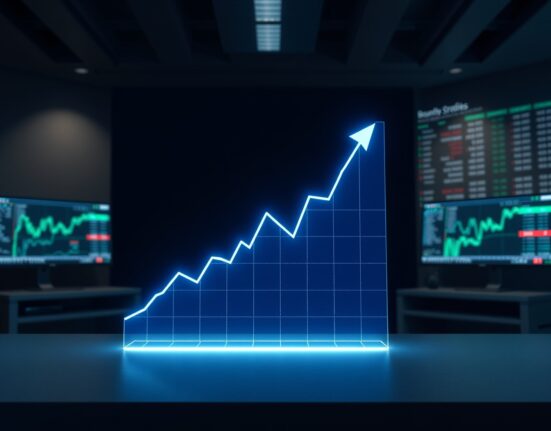 Holographic chart showing the surge of newly listed cryptocurrency tokens as reported by LBank Labs.
