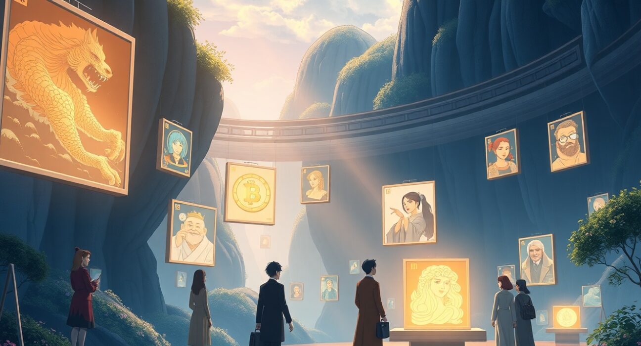 NFT market analysis showing digital art collection by wealthy investors in blockchain ecosystem