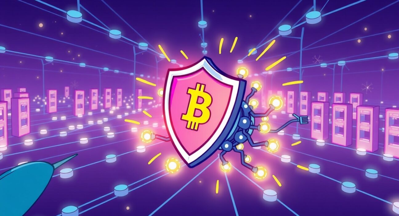 Nillion buyback program illustrated as a protective shield for digital assets and market stability.