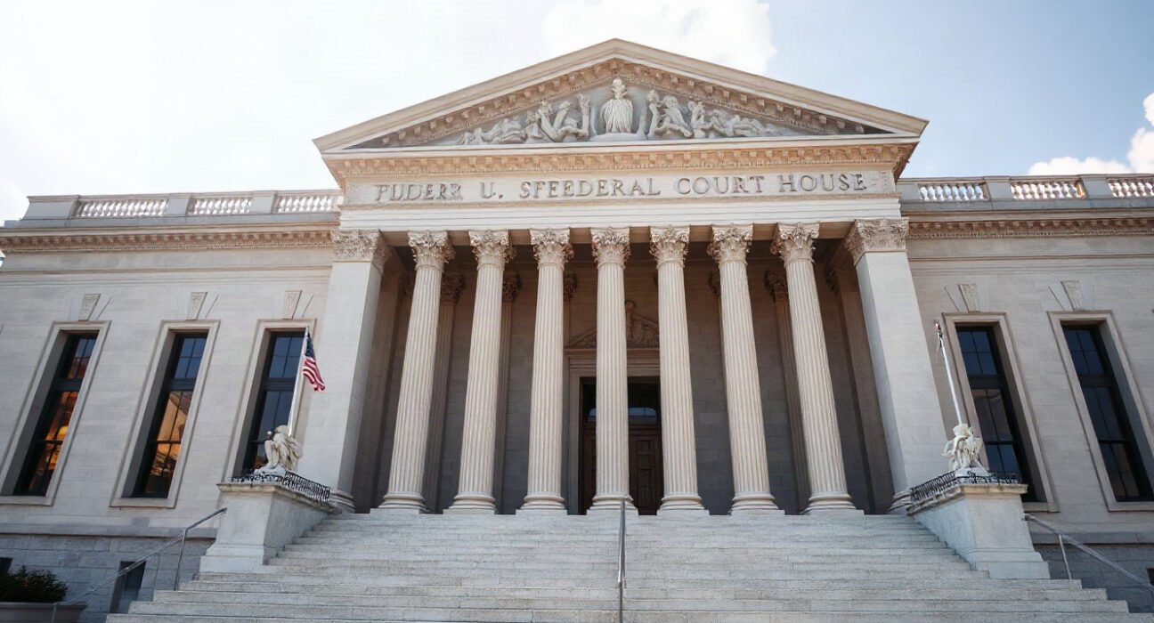 Exterior of a federal courthouse, symbolizing the Ninth Circuit ruling on Kalshi and Nevada regulation.