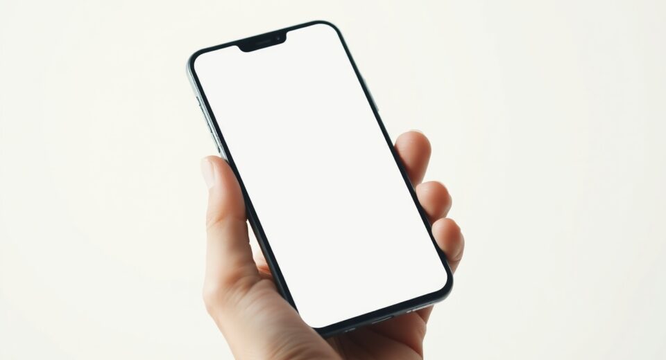 Hand holding a smartphone with a clean screen, representing the merger of Noble Mobile and Helium Mobile.