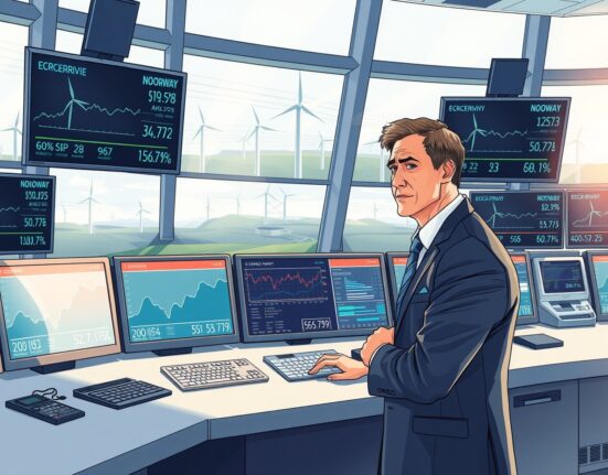 Energy control room analysis showing NOK currency challenges with Norway's energy support system facing flow headwinds.