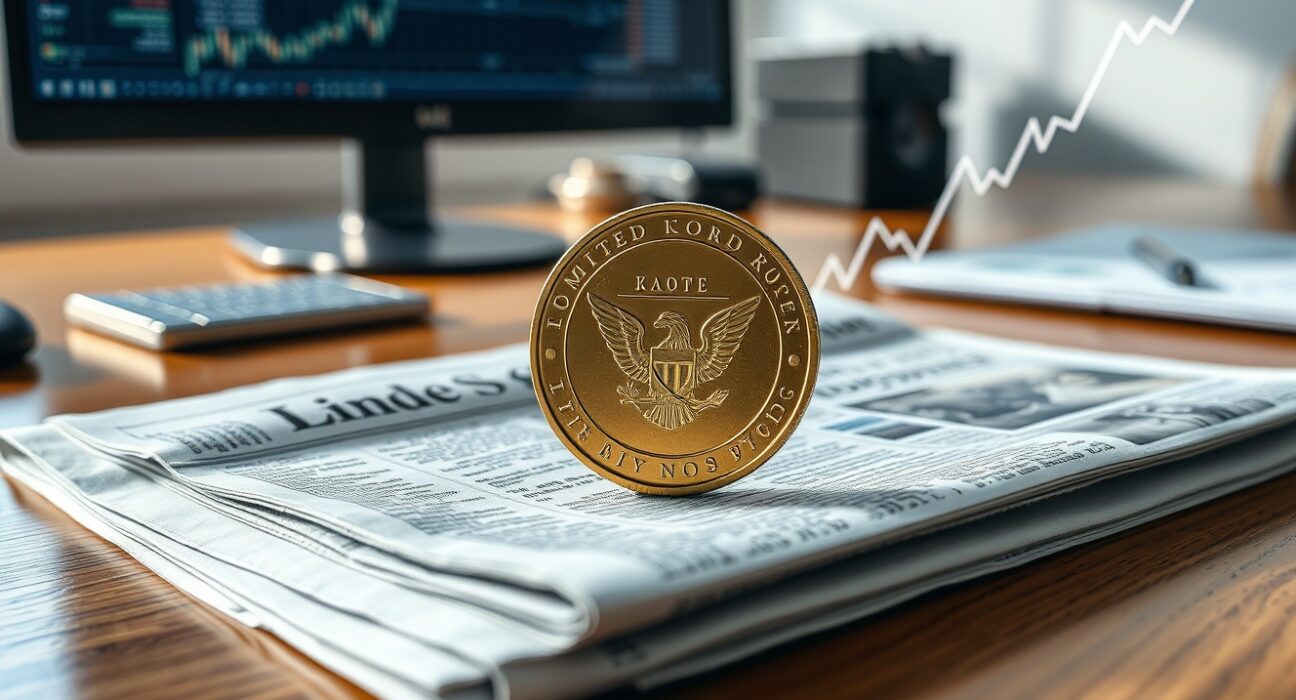 NOK re-rating analysis: Norwegian krone coin on financial chart indicating BNY's assessment of completed currency run.