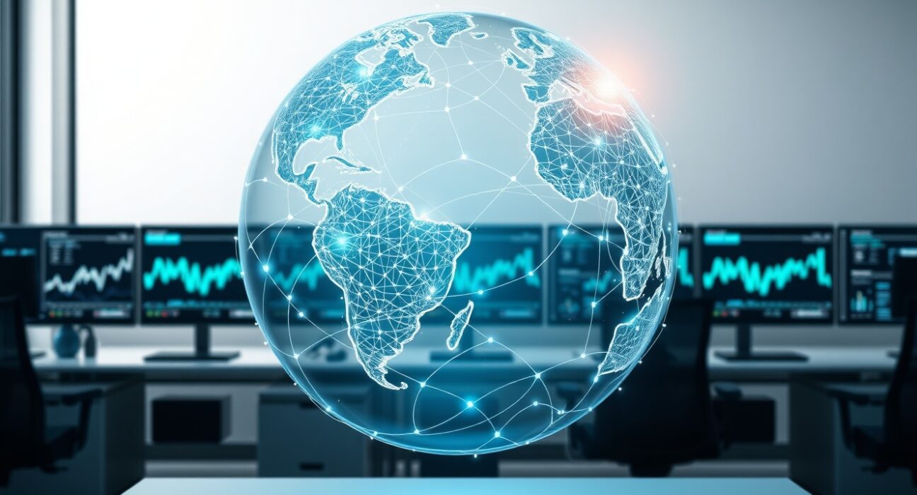 Global digital finance landscape representing the growth of non-USD stablecoin supply.