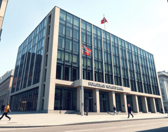 Norges Bank headquarters in Oslo where monetary policy decisions strengthen the Norwegian Krone
