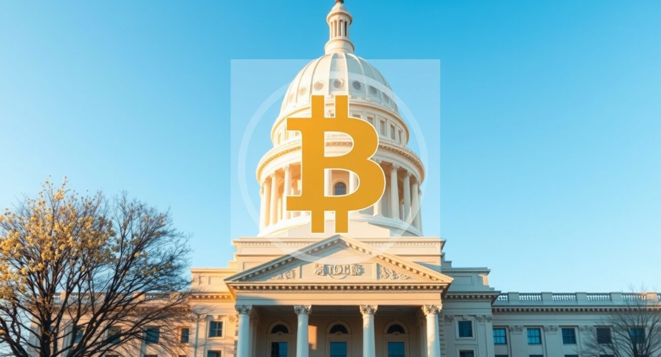 North Carolina State Capitol with symbolic Bitcoin integration representing the strategic reserve bill.