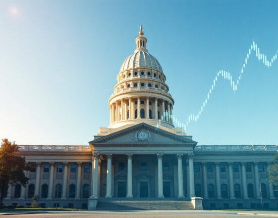 North Carolina State Capitol building with digital financial market graphics representing prediction market regulation