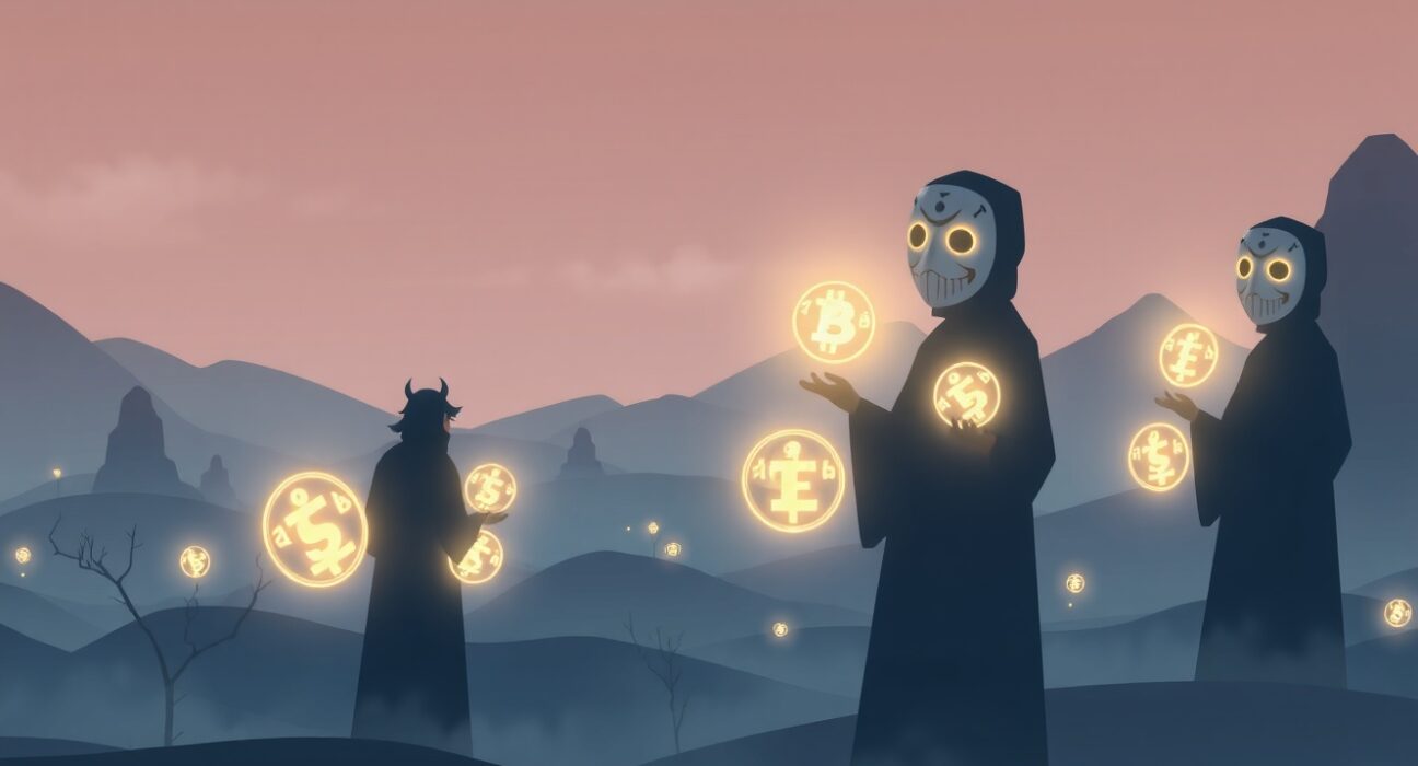 Illustration of North Korean deepfake phishing attacks targeting cryptocurrency security in 2025.