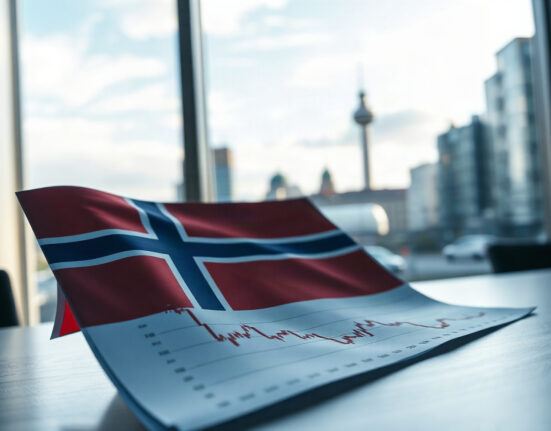 Chart showing Norway's credit indicator decline in July