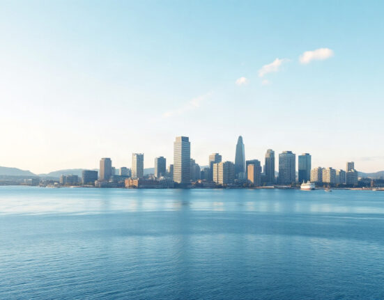 Oslo skyline and fjord on a clear day, representing Norway's economic activity.