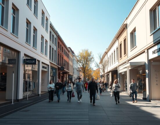 Shoppers on a sunny street in Oslo, Norway, reflecting the June 2024 retail sales rebound.