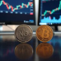 Norwegian Krone and Euro coins on a trading desk, representing currency market analysis.