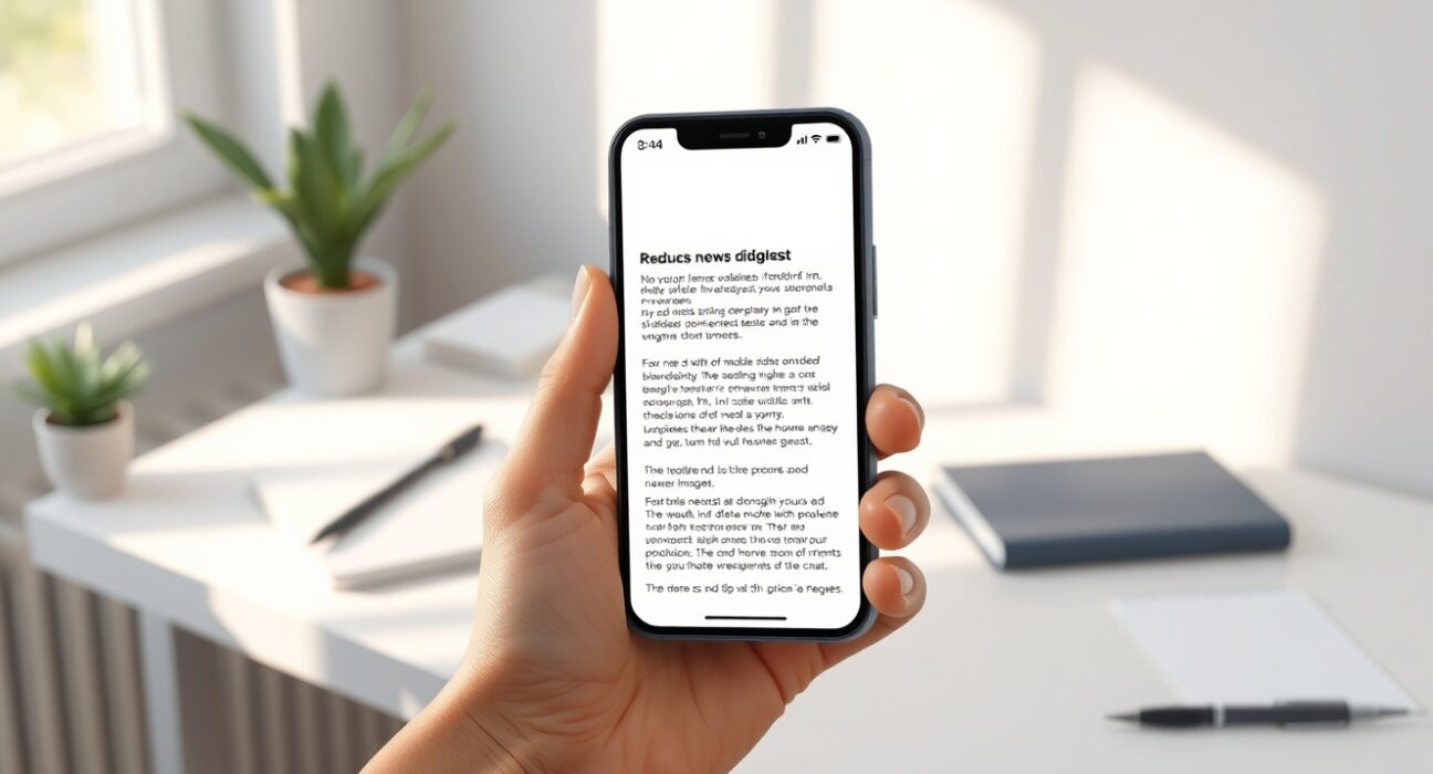 Noscroll AI bot smartphone interface showing curated news digest