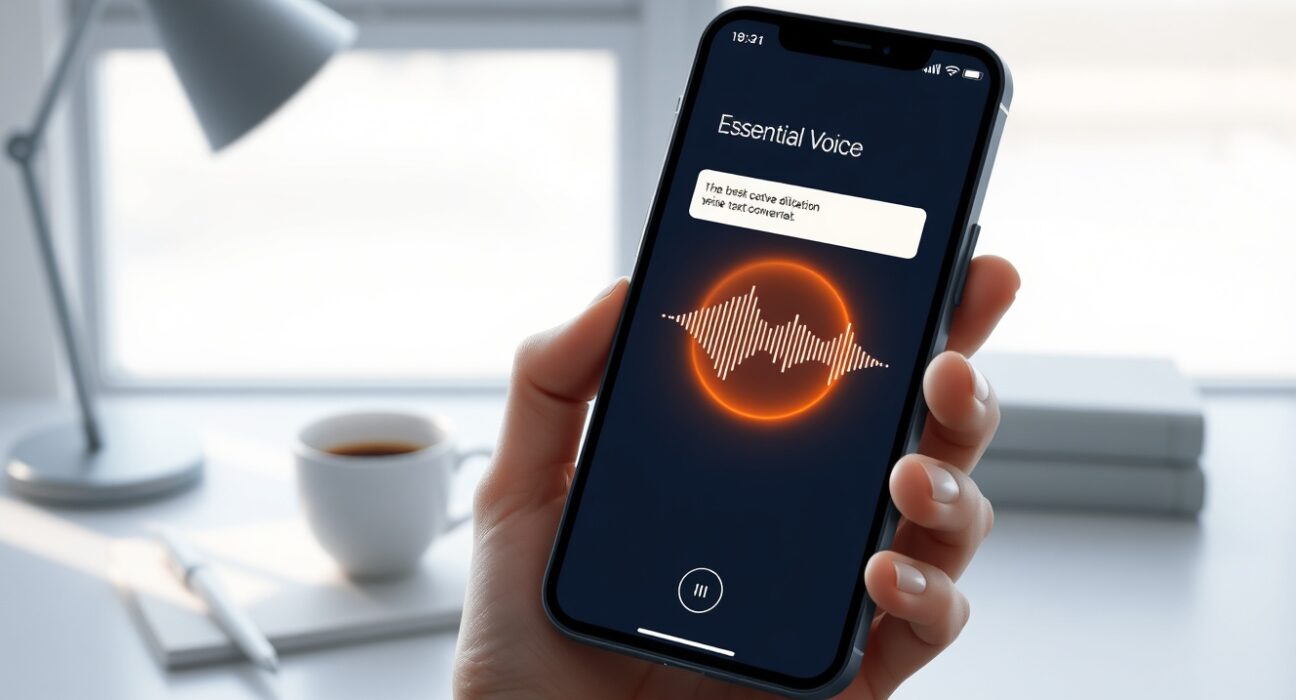 Nothing Phone (3) displaying AI-powered dictation tool Essential Voice interface for voice-to-text conversion