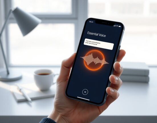Nothing Phone (3) displaying AI-powered dictation tool Essential Voice interface for voice-to-text conversion