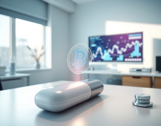 Corporate transformation from pharmaceuticals to cryptocurrency symbolized by NovaBay's SKY token acquisition.