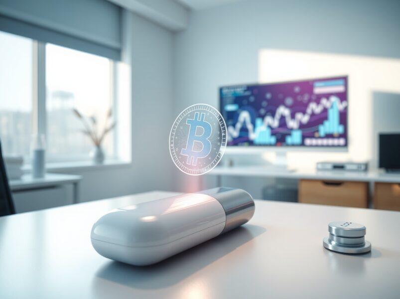 Corporate transformation from pharmaceuticals to cryptocurrency symbolized by NovaBay's SKY token acquisition.