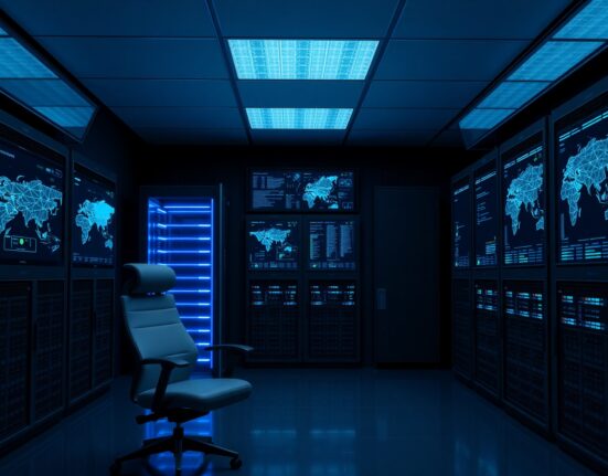 Secure government data center control room with AI server infrastructure for NSA's Anthropic Mythos operations