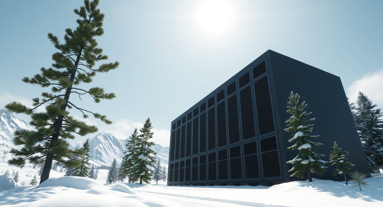 Nscale's Stargate Norway AI data center facility in a Nordic landscape.