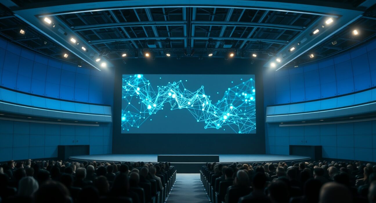 The stage prepared for Jensen Huang's Nvidia GTC 2026 keynote address at the SAP Center.