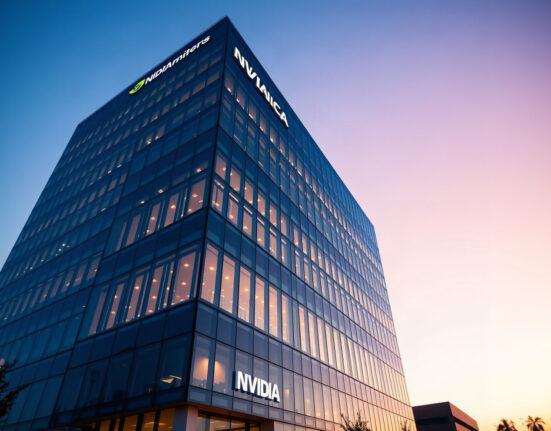 Nvidia headquarters in Santa Clara, California, ahead of Q4 earnings release