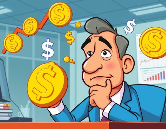 Central banker considering short-term rate cut decision with cryptocurrency symbols