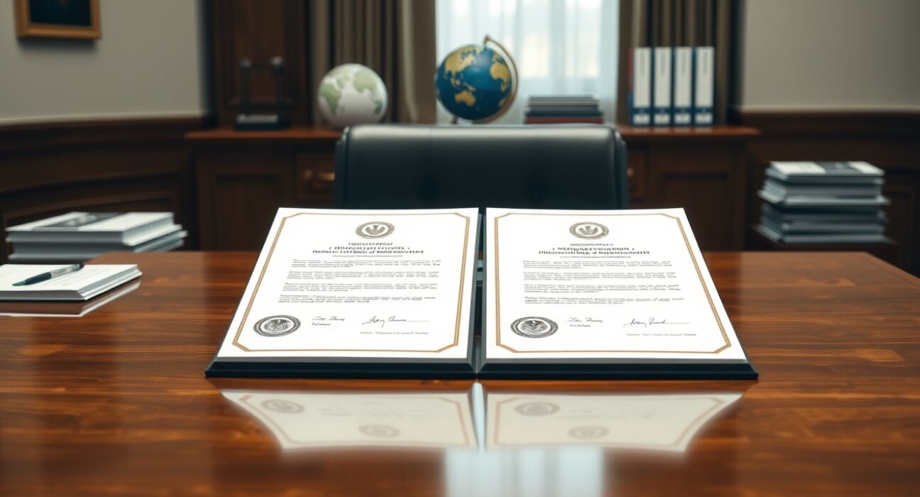 Signed memorandum of understanding between NYDFS and EBA on a desk in a government office