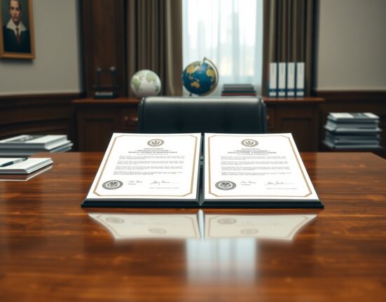 Signed memorandum of understanding between NYDFS and EBA on a desk in a government office