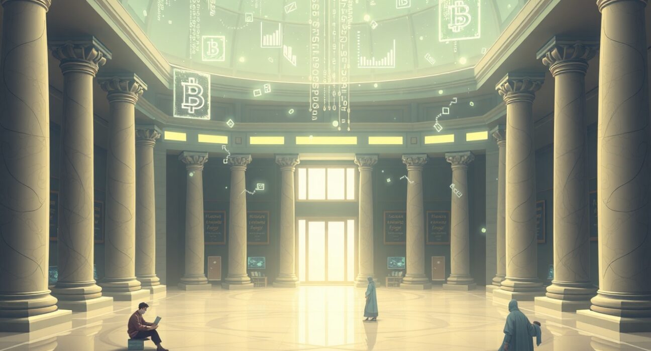 NYSE groundbreaking blockchain platform for tokenized stocks and ETFs trading concept