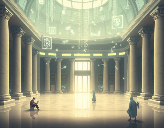 NYSE groundbreaking blockchain platform for tokenized stocks and ETFs trading concept