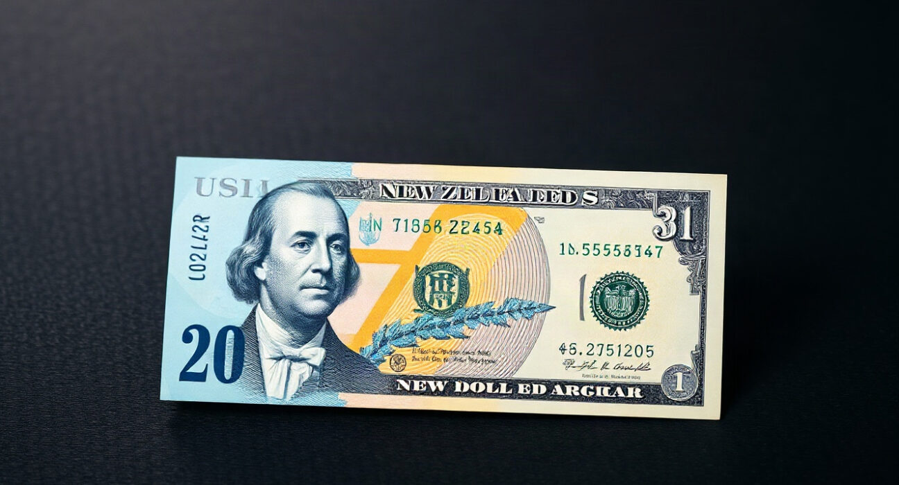 New Zealand Dollar and US Dollar banknotes on a desk, representing currency market analysis.