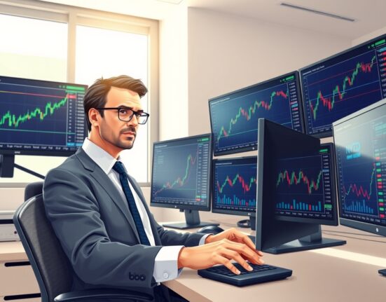 Financial analyst reviewing NZD currency charts and economic data for OCBC market analysis
