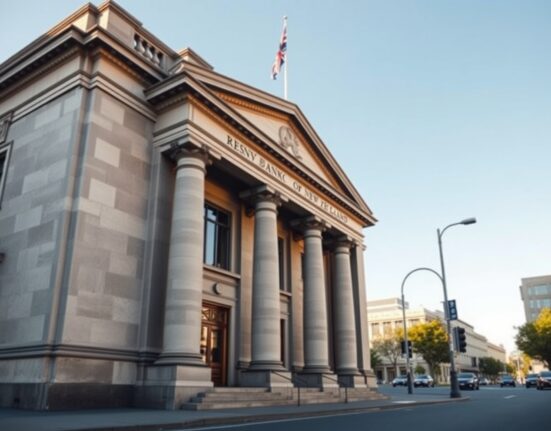 Reserve Bank of New Zealand building in Wellington, symbolizing NZD monetary policy and RBNZ stance against supply-shock rate hikes.