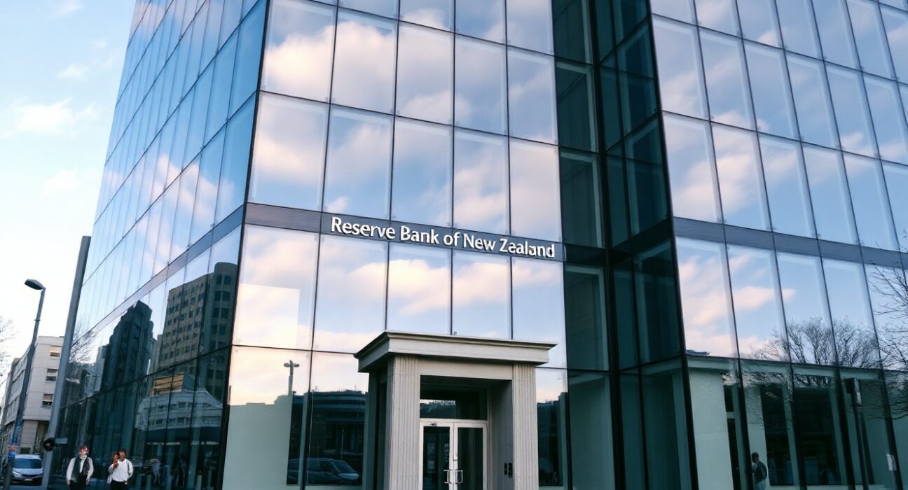 Reserve Bank of New Zealand building in Wellington on a sunny morning