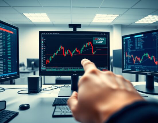 Forex trading chart analysis showing NZD/USD price pressure near 0.5800 level.