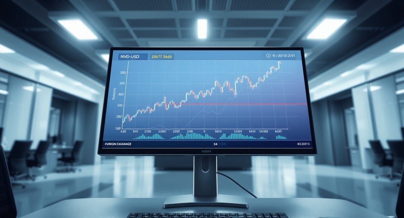 NZD/USD currency chart rising on a trading desk monitor following Trump's Middle East remarks.