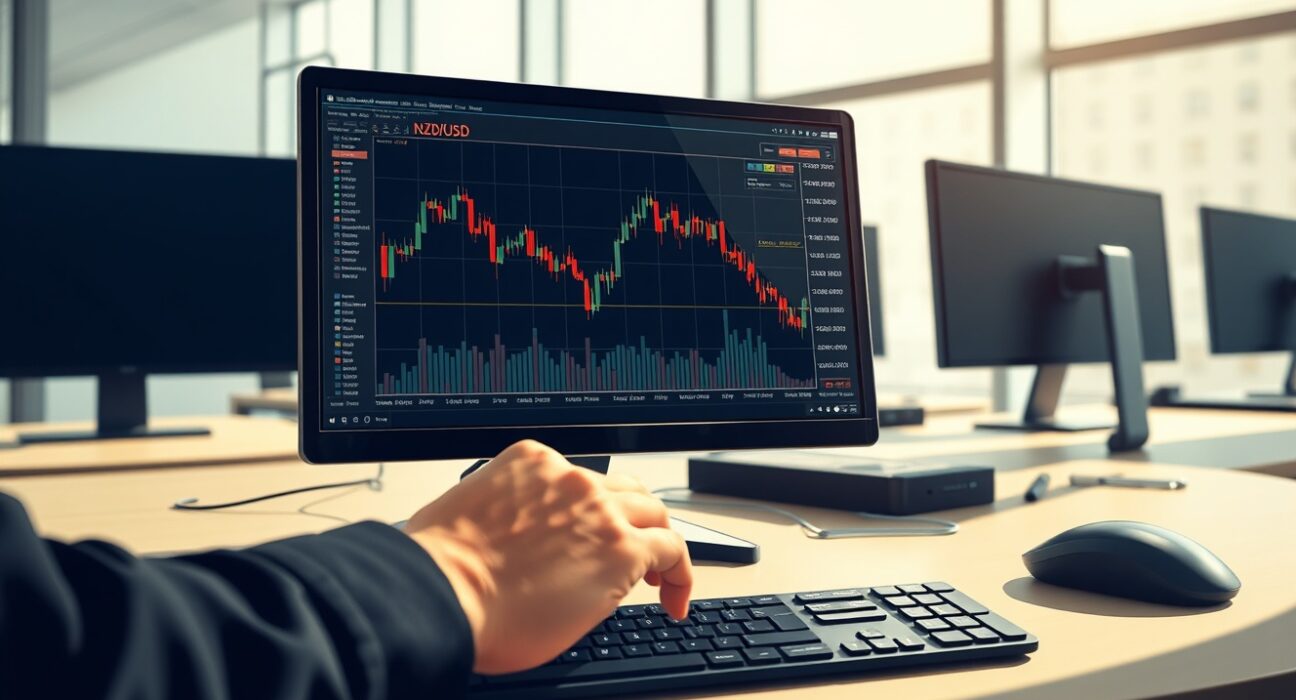 NZD/USD forex chart analysis showing downward trend during risk aversion period