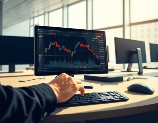 NZD/USD forex chart analysis showing downward trend during risk aversion period