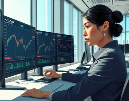 Financial analyst monitors NZD/USD currency pair approaching 0.5800 level during safe-haven market conditions.