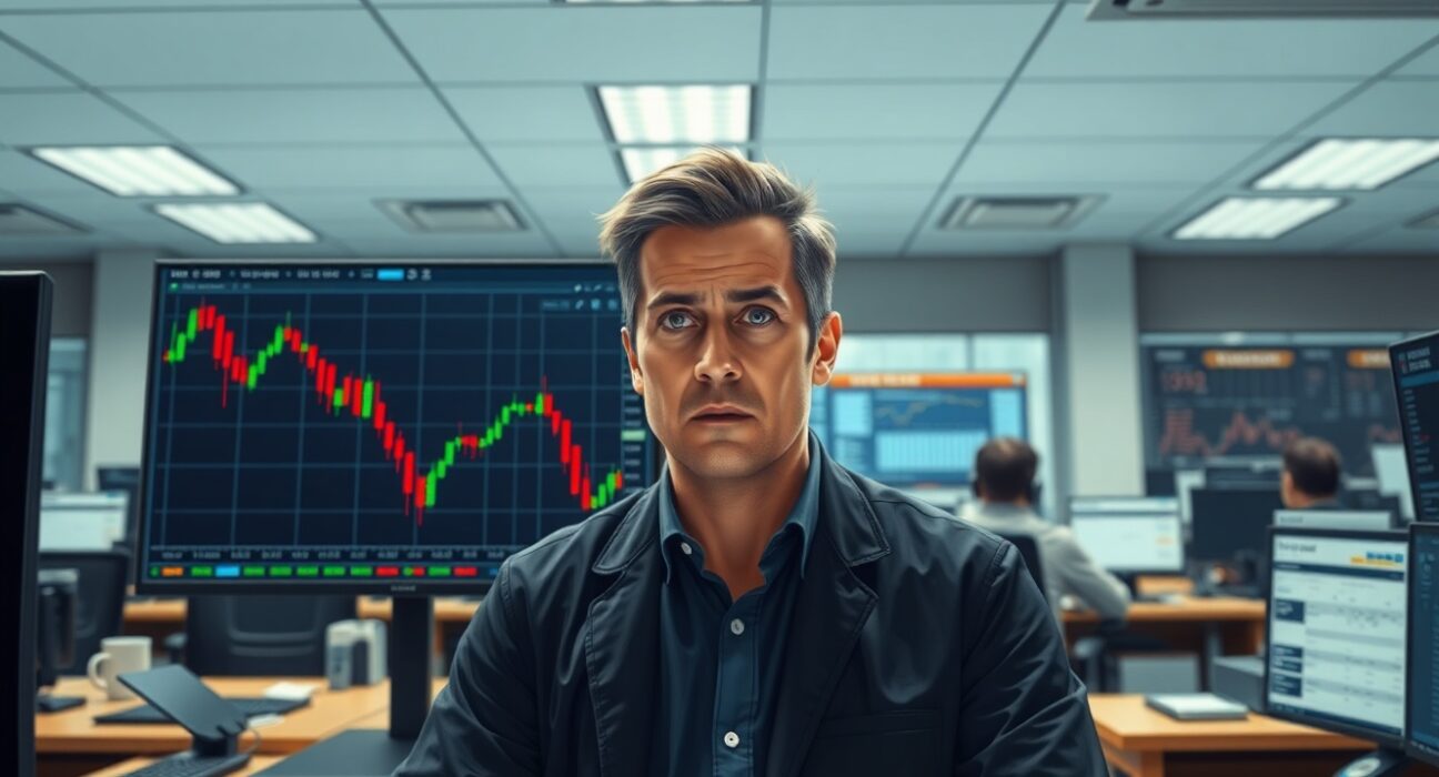 Trader analyzing NZD/USD forex chart as geopolitical tensions impact currency markets.