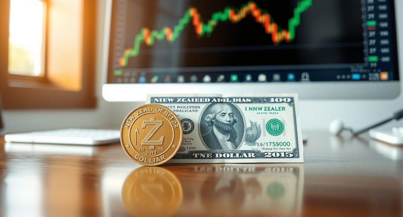 NZD/USD edges higher on a forex chart, reflecting softer US Dollar and RBNZ policy support