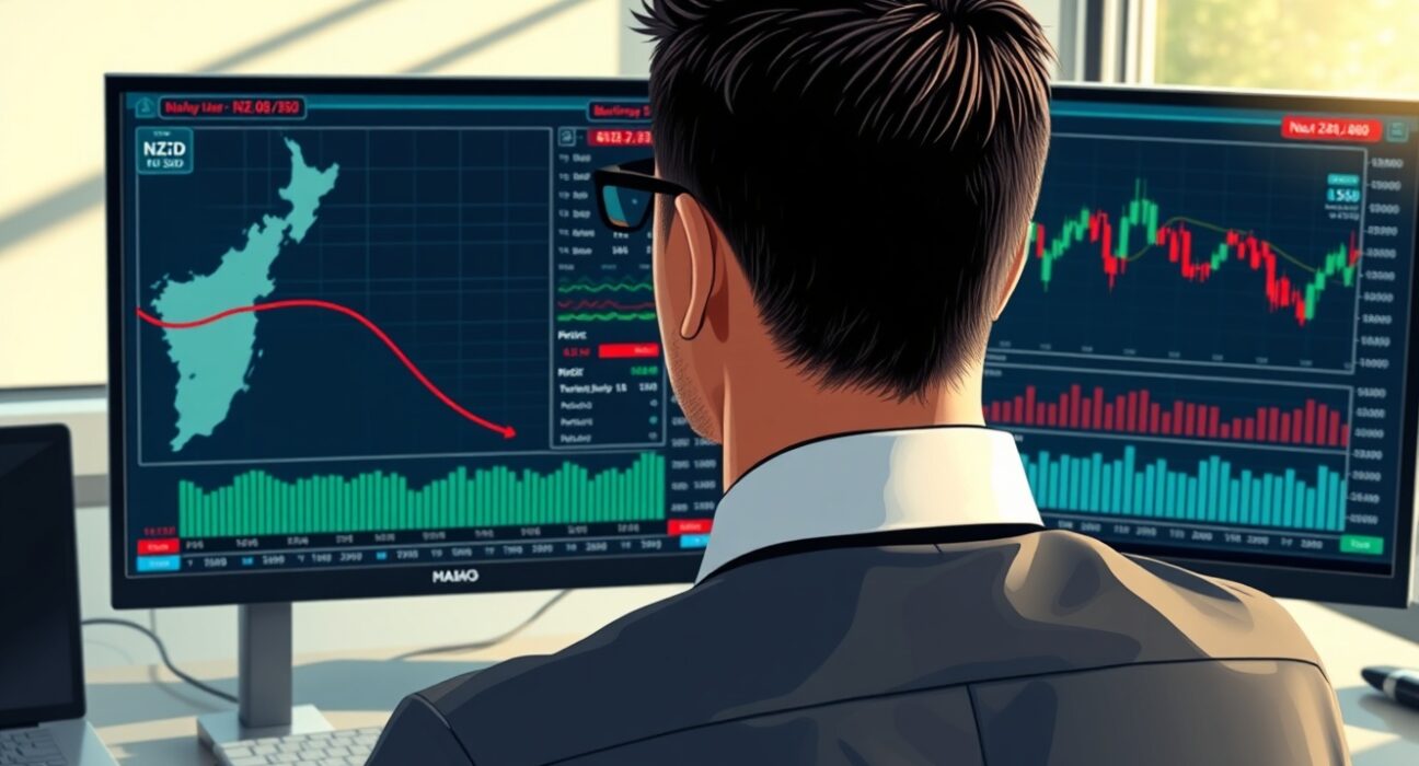 NZD/USD forex chart analysis showing decline amid Middle East conflict and New Zealand economic data