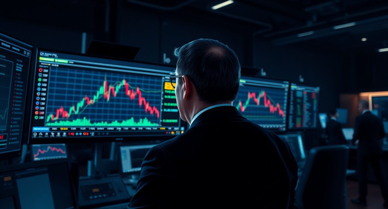 Trader monitors NZD/USD currency pair crash on Bloomberg Terminal amid market panic.