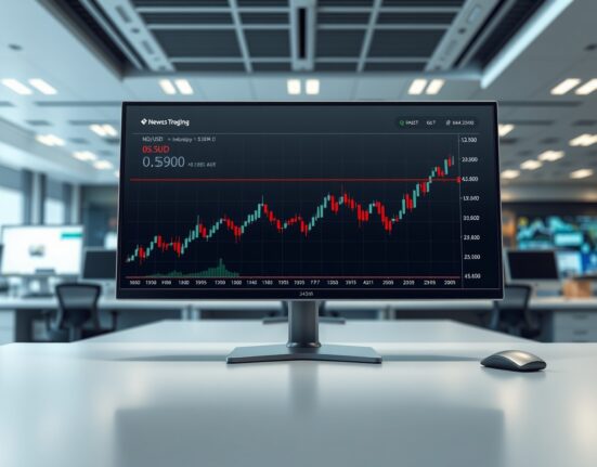 Forex trading chart analysis showing NZD/USD struggling below the 0.5900 level.