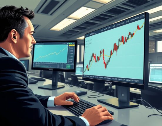 Forex trader analyzing NZD/USD price chart showing recovery to 0.5720.