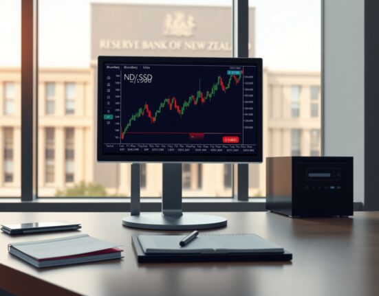 NZD/USD forecast analysis on trading terminal showing price action after RBNZ rate decision