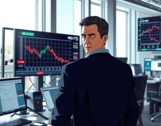 NZD/USD currency analysis showing trader monitoring charts amid market volatility