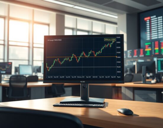 Professional forex trading chart analysis showing NZD/USD approaching the critical 200-day Simple Moving Average resistance level.