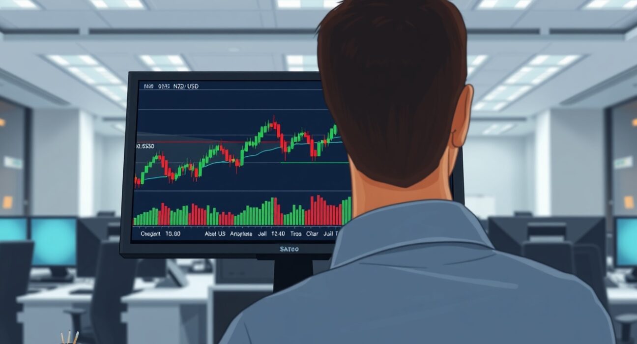 Professional analysis of NZD/USD currency pair chart showing price action near 0.5850 level.